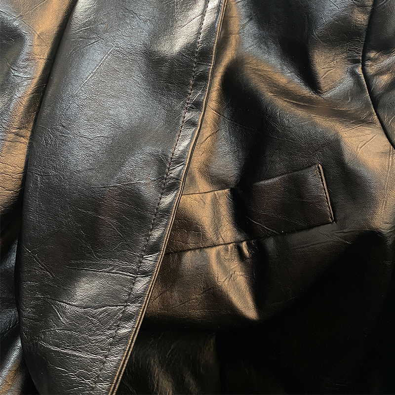 Men's Classic Vintage Slim Fit PU Leather Blazer 31535680K