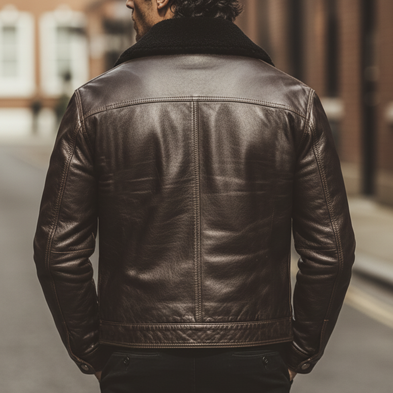 Men's Business Fur Collar Chocolate-colored PU Leather Jacket MTA0982L4U