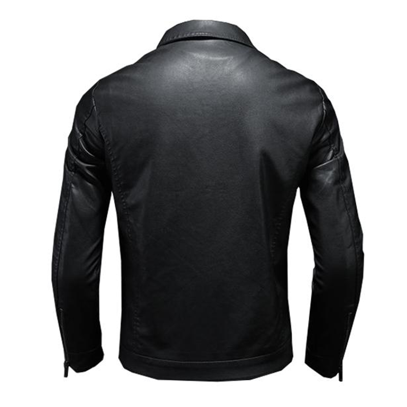 Men's Lapel Leather Biker Jacket 37377631X