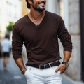 Men's Stylish And Simple Cotton Blend V-neck T-shirt MTA0862L4P