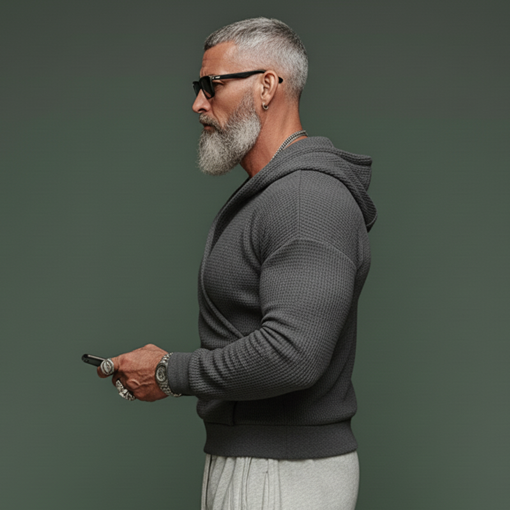 Men's Stylish And Trendy Waffle Hooded Slim-fit Sweatshirt MTA0972L7K