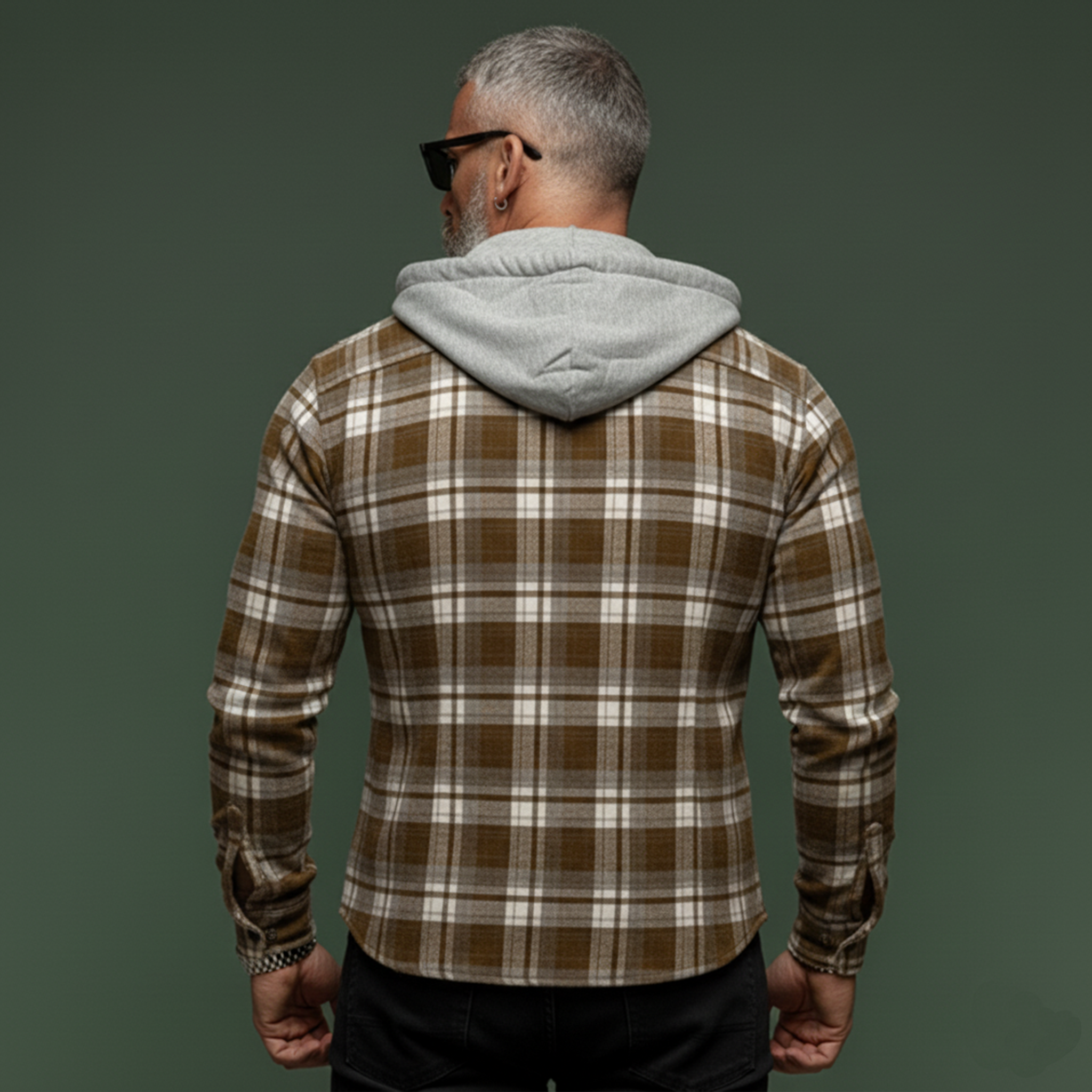 Men's Classic Casual Plaid Cotton Blend Hooded Long-sleeved Shirt MTA0973L2K