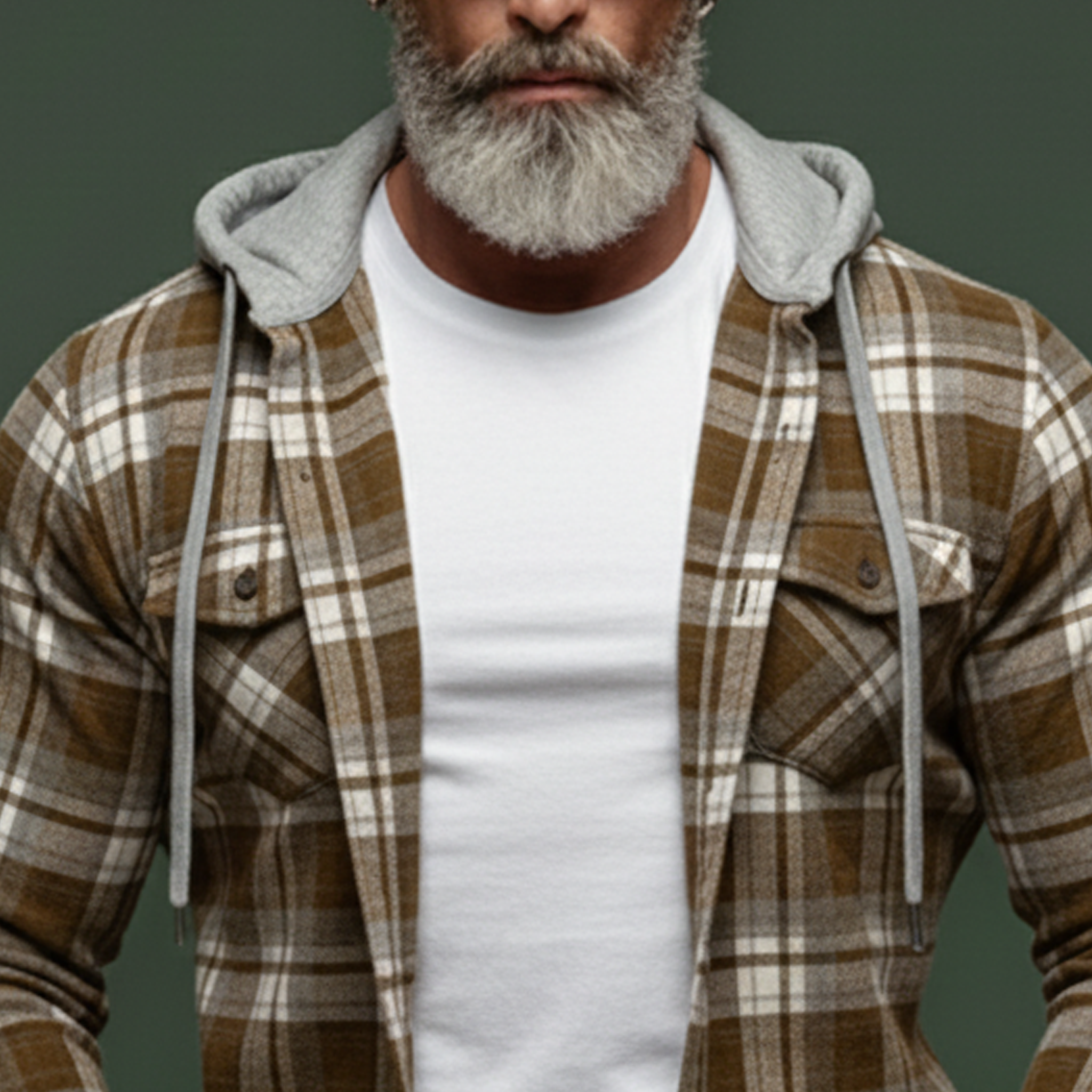 Men's Classic Casual Plaid Cotton Blend Hooded Long-sleeved Shirt MTA0973L2K