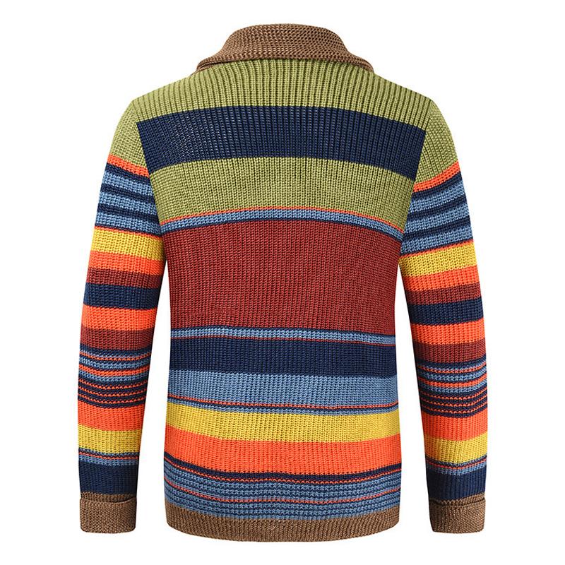 Men's Colorblock Lapel Sweater Jacket 02918584X